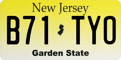 NJ license plate B71TYO