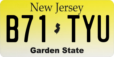 NJ license plate B71TYU