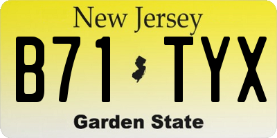 NJ license plate B71TYX