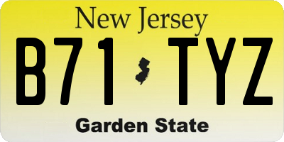 NJ license plate B71TYZ