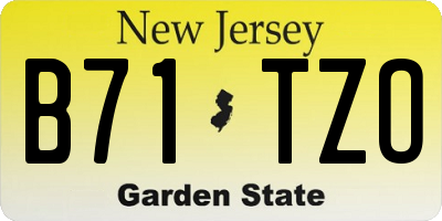 NJ license plate B71TZO