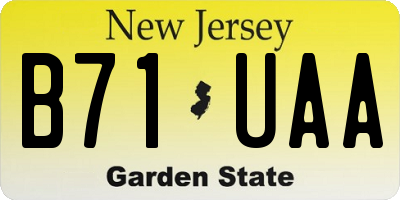 NJ license plate B71UAA