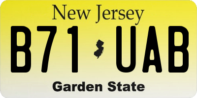 NJ license plate B71UAB