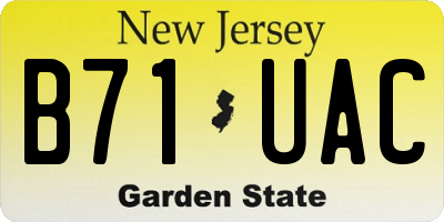 NJ license plate B71UAC
