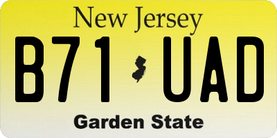 NJ license plate B71UAD