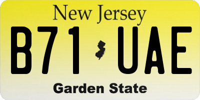 NJ license plate B71UAE