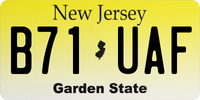 NJ license plate B71UAF