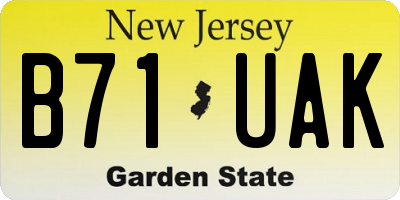 NJ license plate B71UAK