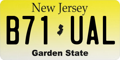 NJ license plate B71UAL