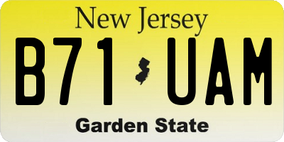 NJ license plate B71UAM