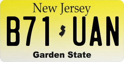 NJ license plate B71UAN