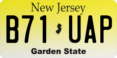 NJ license plate B71UAP