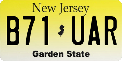 NJ license plate B71UAR