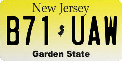 NJ license plate B71UAW