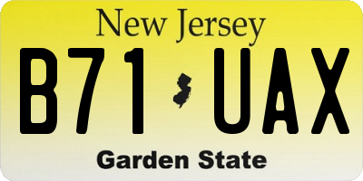 NJ license plate B71UAX