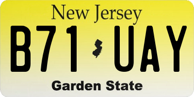 NJ license plate B71UAY