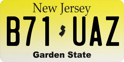 NJ license plate B71UAZ