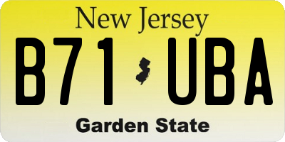 NJ license plate B71UBA