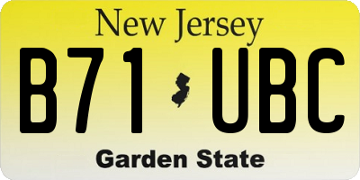 NJ license plate B71UBC