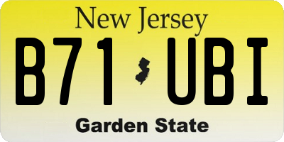 NJ license plate B71UBI