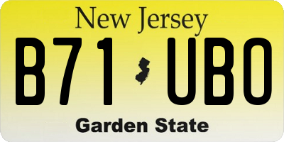 NJ license plate B71UBO