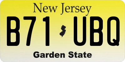 NJ license plate B71UBQ