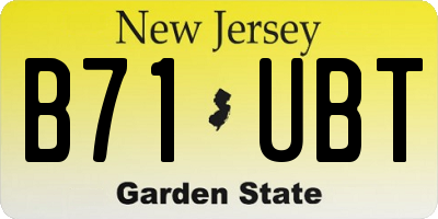 NJ license plate B71UBT