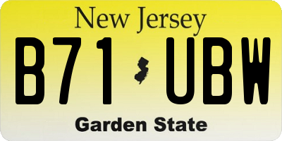 NJ license plate B71UBW