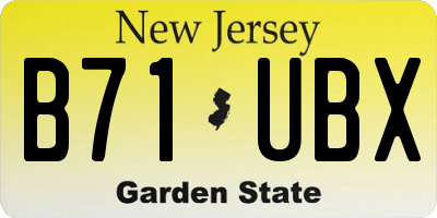 NJ license plate B71UBX