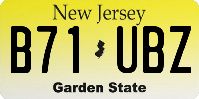 NJ license plate B71UBZ