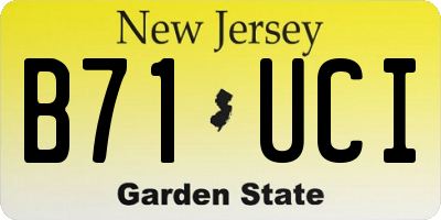 NJ license plate B71UCI