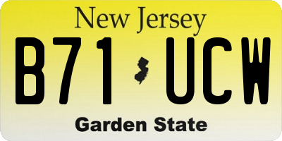NJ license plate B71UCW