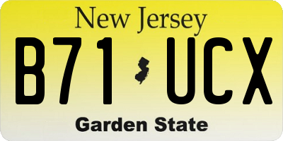 NJ license plate B71UCX