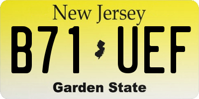 NJ license plate B71UEF