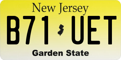 NJ license plate B71UET