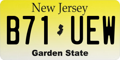 NJ license plate B71UEW