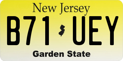 NJ license plate B71UEY