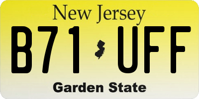 NJ license plate B71UFF