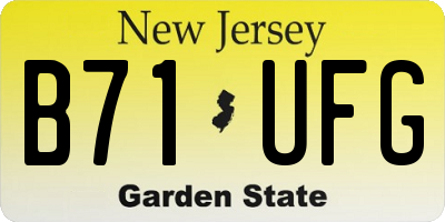 NJ license plate B71UFG