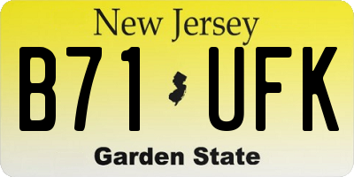 NJ license plate B71UFK