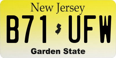 NJ license plate B71UFW