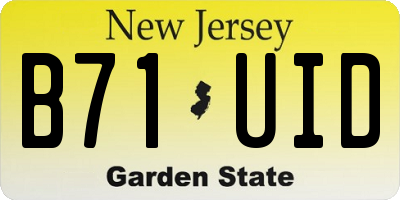 NJ license plate B71UID