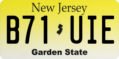 NJ license plate B71UIE