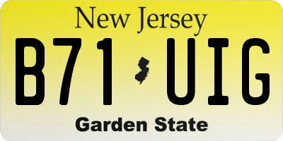 NJ license plate B71UIG