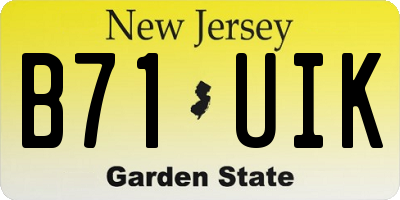 NJ license plate B71UIK
