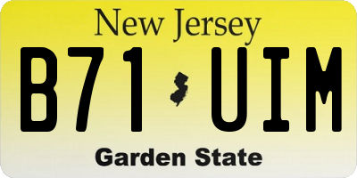 NJ license plate B71UIM