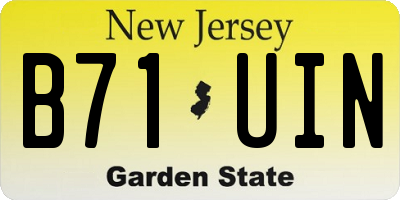 NJ license plate B71UIN
