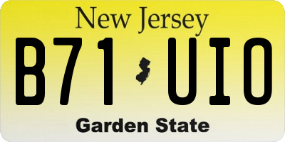 NJ license plate B71UIO