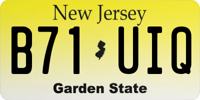 NJ license plate B71UIQ