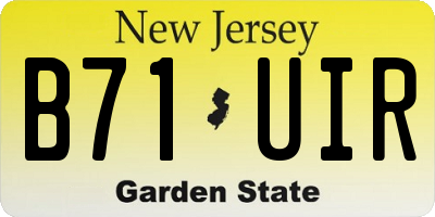NJ license plate B71UIR